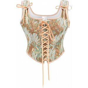 8022 Sexy Vintage 1920s Renaissance Lace Trim Corset Bustier 22113-Cream-L